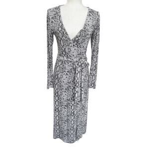 Good American The Runaround Wrap Dress Black White Women's Size Small